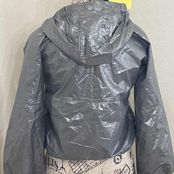 All In Motion Girls L (10/12) Silver Windbreaker Jacket with Hood - Picture 4 of 5